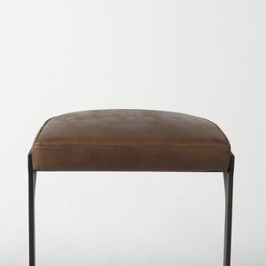 35" Black Leather and Metal Backless Bar Chair