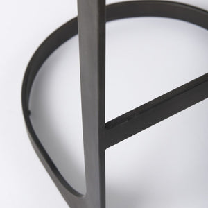 35" Black Leather and Metal Backless Bar Chair