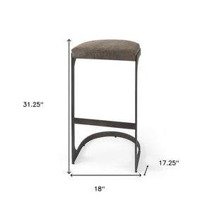 29" Black Leather and Metal Backless Bar Chair
