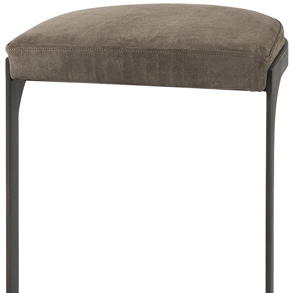 29" Black Leather and Metal Backless Bar Chair
