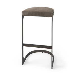 29" Black Leather and Metal Backless Bar Chair