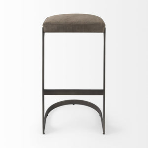 29" Black Leather and Metal Backless Bar Chair
