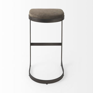 29" Black Leather and Metal Backless Bar Chair