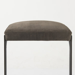 29" Black Leather and Metal Backless Bar Chair
