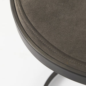 29" Black Leather and Metal Backless Bar Chair