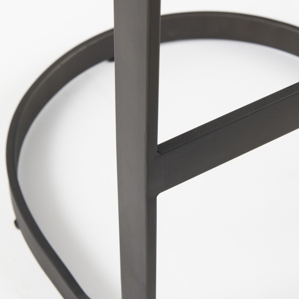 29" Black Leather and Metal Backless Bar Chair