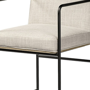 29" Beige and Black Fabric and Metal Counter Height Bar Chair