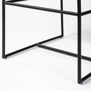 29" Beige and Black Fabric and Metal Counter Height Bar Chair