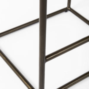 29" Black And Bronze Leather And Metal Backless Counter Height Bar Chair