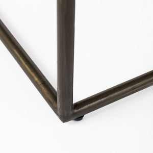 29" Bronze Leather and Metal Backless Bar Chair