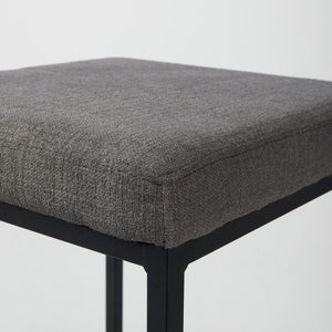 26" Gray And Black Fabric And Metal Backless Counter Height Bar Chair