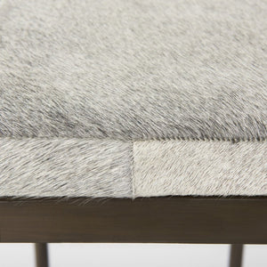 35" Gold Leather and Metal Backless Bar Chair