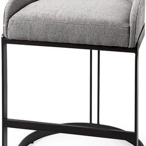 29" Gray and Black Fabric and Metal Low Back Bar Chair