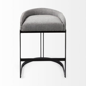 29" Gray and Black Fabric and Metal Low Back Bar Chair