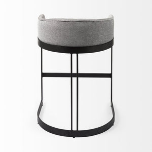 29" Gray and Black Fabric and Metal Low Back Bar Chair