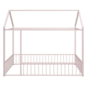 Metal Bed House Bed Frame With Fence