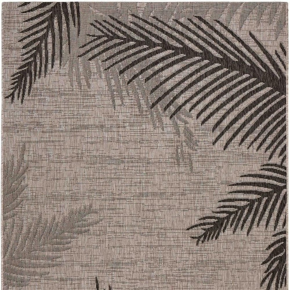 5' X 7' Beige And Red Palm Leaf Indoor Outdoor Area Rug