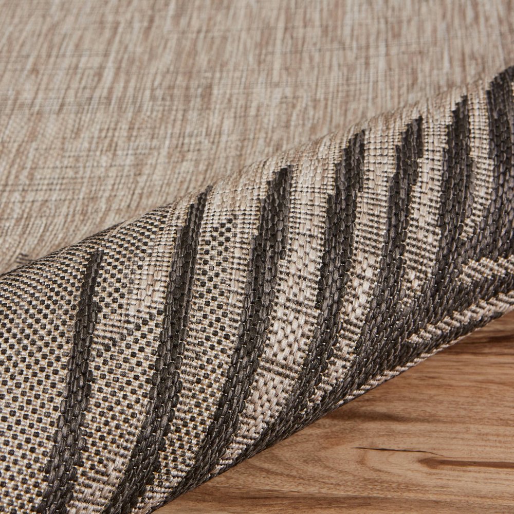 5' X 7' Beige And Red Palm Leaf Indoor Outdoor Area Rug