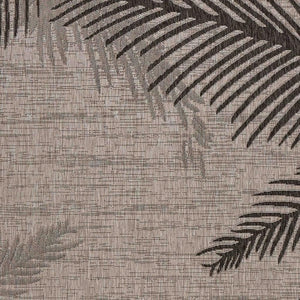 5' X 7' Beige And Red Palm Leaf Indoor Outdoor Area Rug