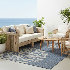 8' X 9' Blue And Gray Indoor Outdoor Area Rug