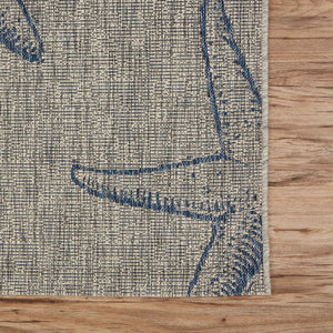 8' X 9' Blue And Gray Starfish Indoor Outdoor Area Rug