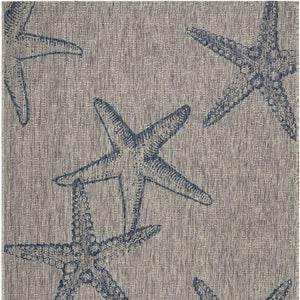 5' X 7' Blue And Gray Starfish Indoor Outdoor Area Rug
