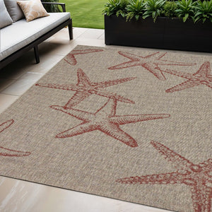 5' X 7' Beige Indoor Outdoor Area Rug