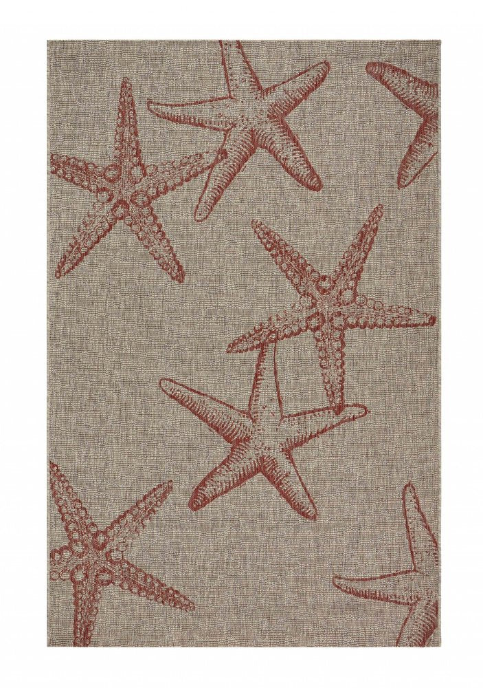 5' X 7' Beige Indoor Outdoor Area Rug