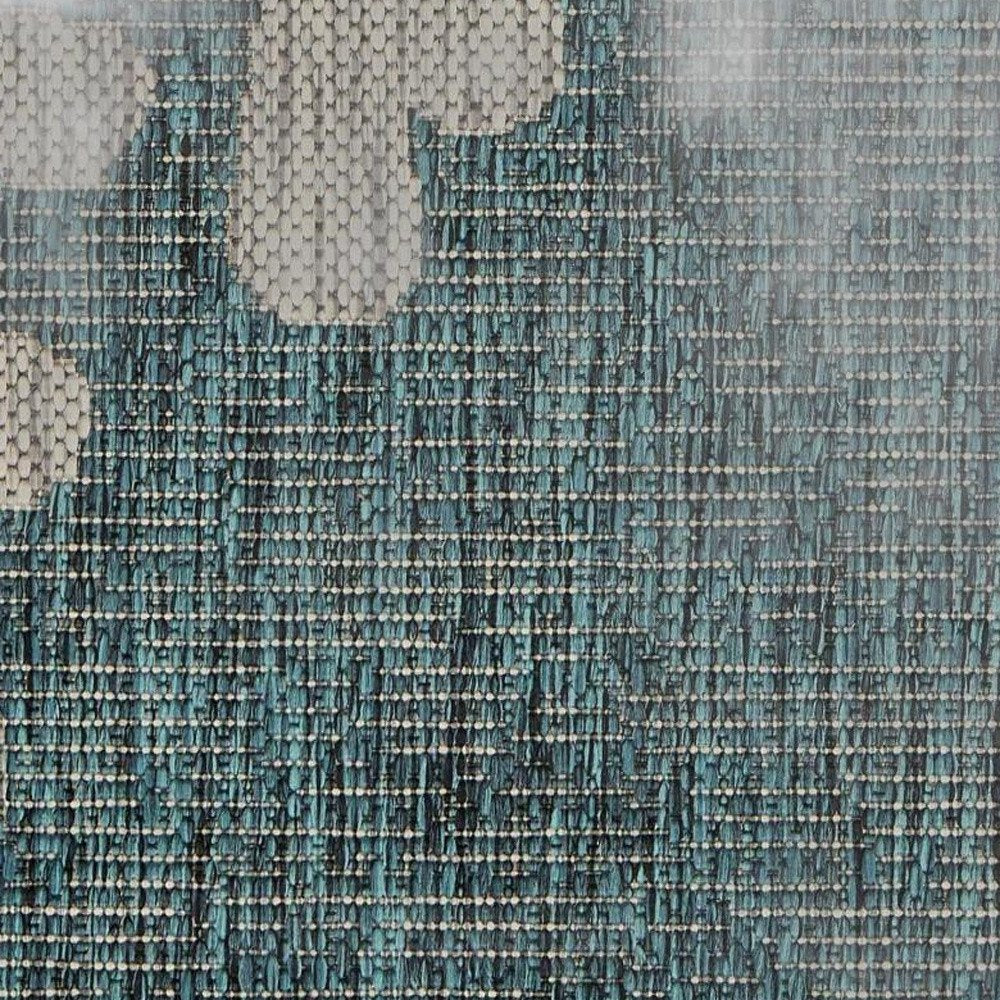 5' X 7' Blue And Gray Coral Indoor Outdoor Area Rug