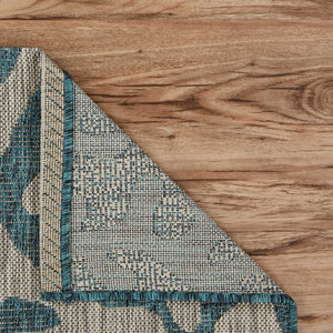 5' X 7' Blue And Gray Coral Indoor Outdoor Area Rug