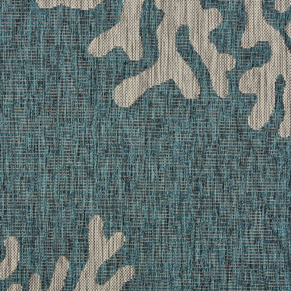 5' X 7' Blue And Gray Coral Indoor Outdoor Area Rug