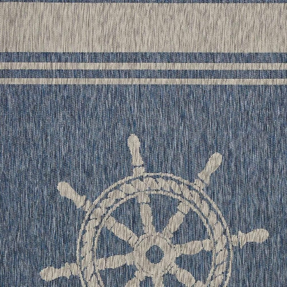 5' X 7' Blue And Gray Indoor Outdoor Area Rug