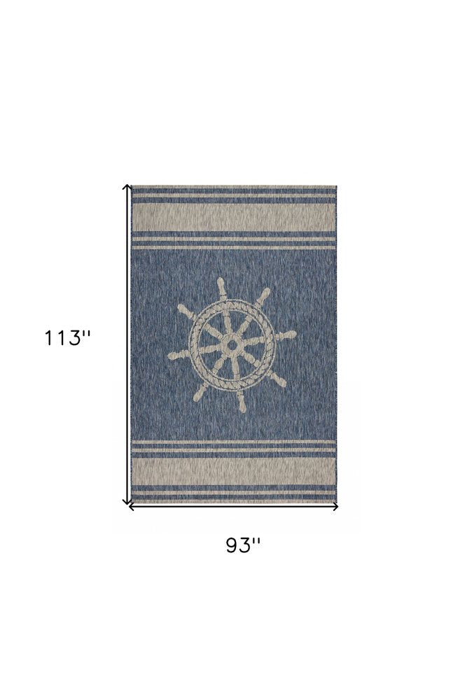 5' X 7' Blue And Gray Indoor Outdoor Area Rug
