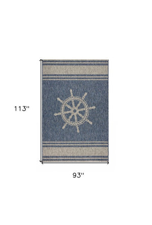 5' X 7' Blue And Gray Indoor Outdoor Area Rug