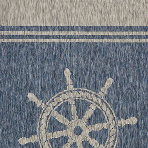 5' X 7' Blue And Gray Indoor Outdoor Area Rug