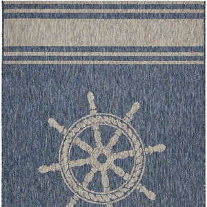 5' X 7' Blue And Gray Indoor Outdoor Area Rug