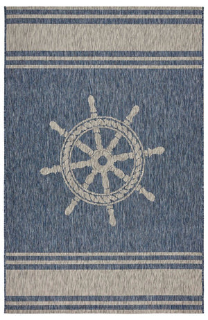 8' X 9' Blue And Gray Indoor Outdoor Area Rug
