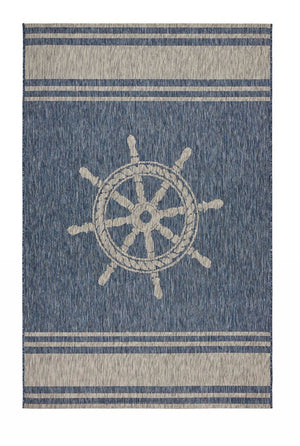 5' X 7' Blue And Gray Indoor Outdoor Area Rug