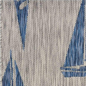 5' X 7' Gray And Blue Sailboat Indoor Outdoor Area Rug