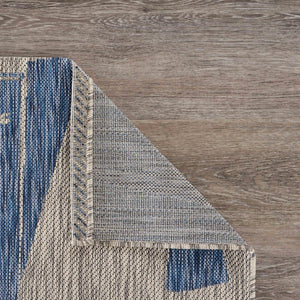 5' X 7' Gray And Blue Sailboat Indoor Outdoor Area Rug