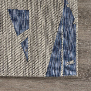 5' X 7' Gray And Blue Sailboat Indoor Outdoor Area Rug