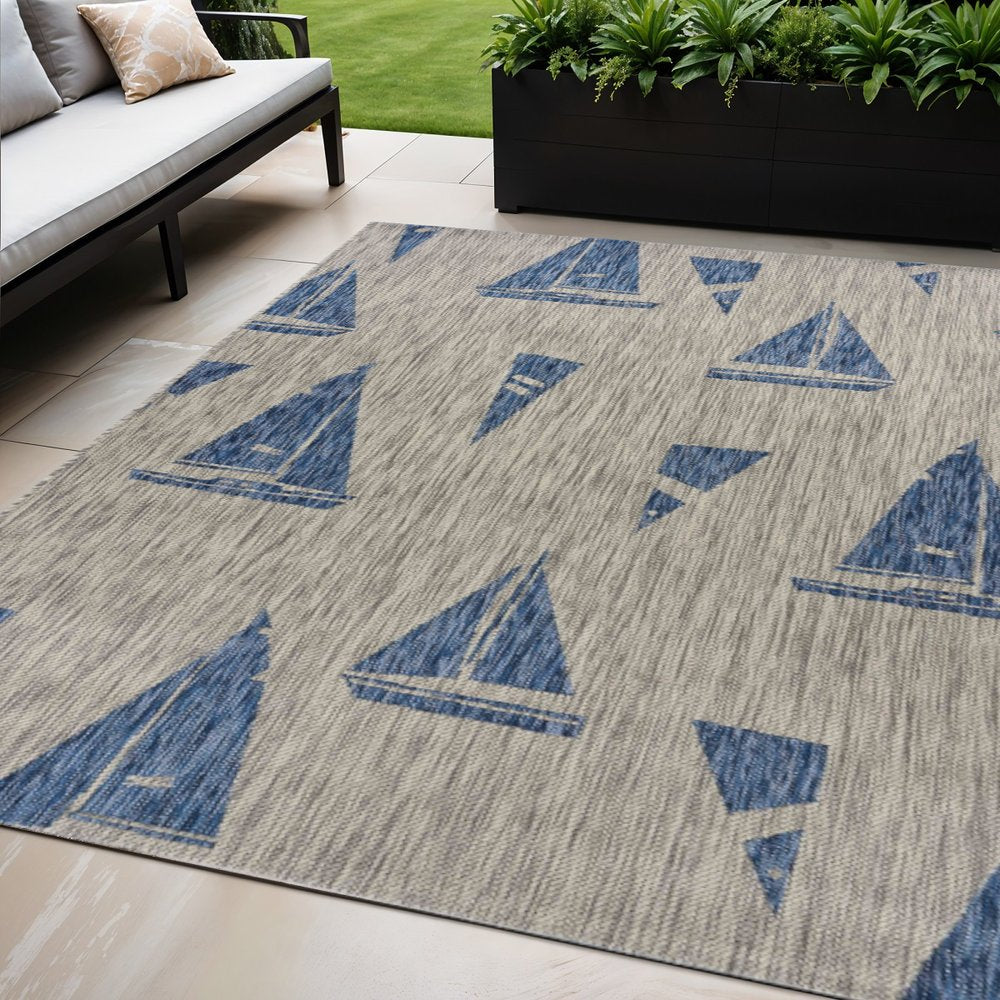 8' X 10' Gray Indoor Outdoor Area Rug