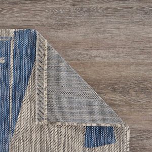 5' X 7' Gray And Blue Sailboat Indoor Outdoor Area Rug