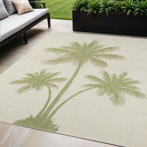 5' X 7' Beige Indoor Outdoor Area Rug