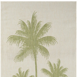 5' X 7' Beige And Green Palm Tree Indoor Outdoor Area Rug
