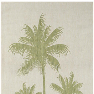 5' X 7' Beige And Green Palm Tree Indoor Outdoor Area Rug