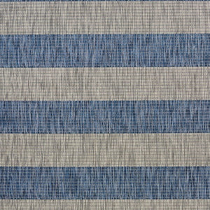 5' X 7' Blue And Gray Indoor Outdoor Area Rug