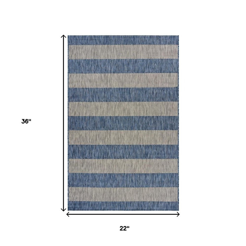 2' X 3' Blue And Gray Indoor Outdoor Area Rug