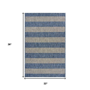 2' X 3' Blue And Gray Indoor Outdoor Area Rug
