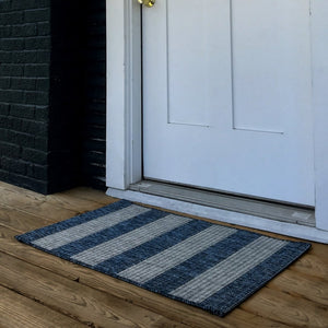 2' X 3' Blue And Gray Indoor Outdoor Area Rug